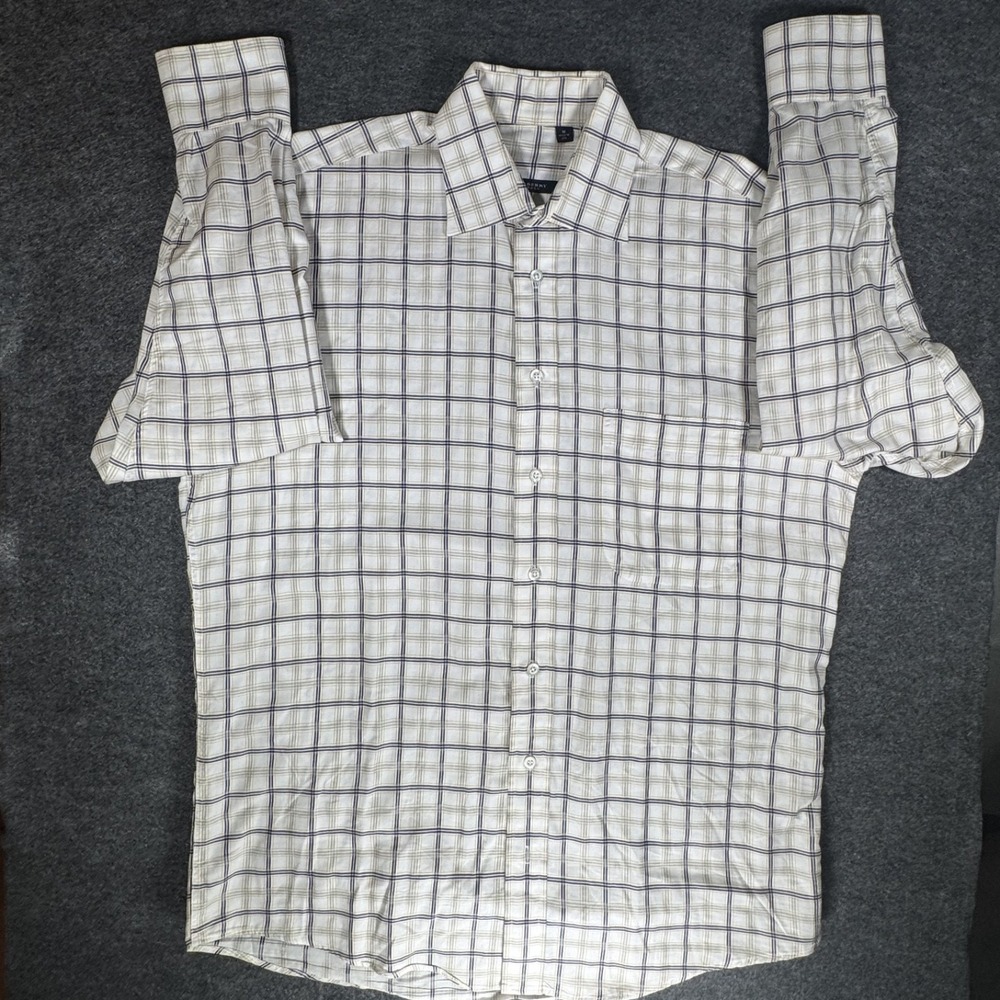 Vintage Burberry London Shirt Men Medium Nova Check Beige Black Plaid Button Up - Picture 4 of 10